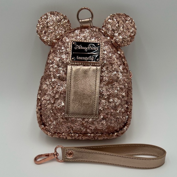 Minnie Mouse Sequin Backpack Wristlet by Loungefly - Briar Rose Gold - Picture 3 of 10